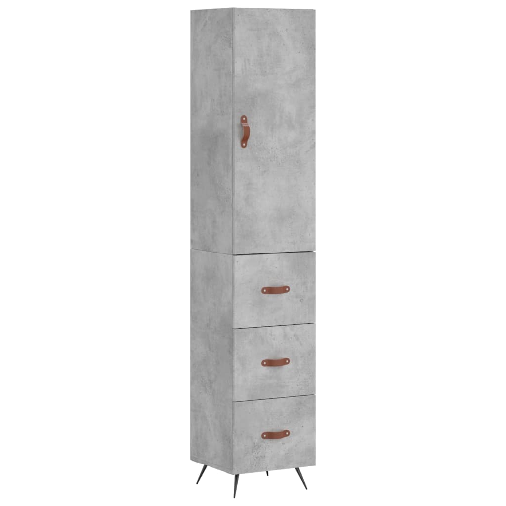 vidaXL Aparador de madera contrachapada gris hormigón 34,5x34x180 cm