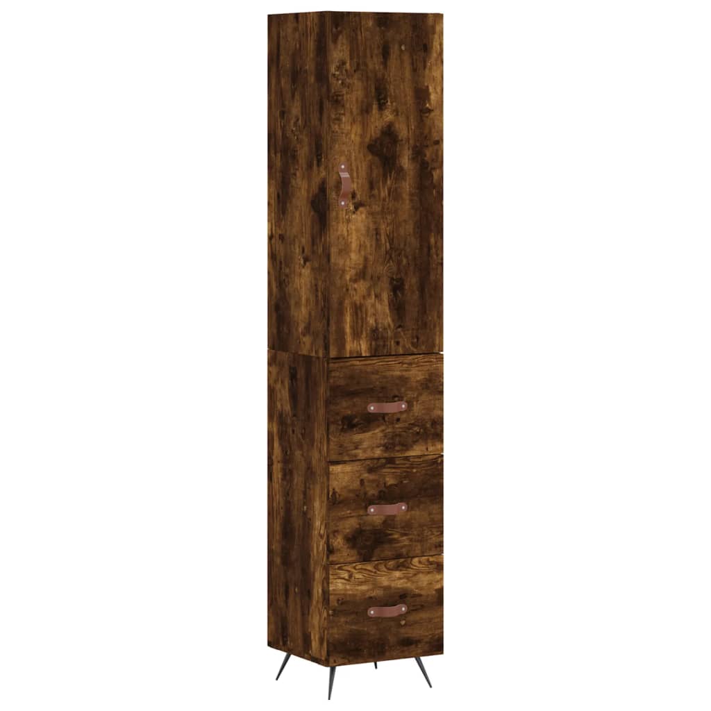 vidaXL Aparador de madera contrachapada roble ahumado 34,5x34x180 cm