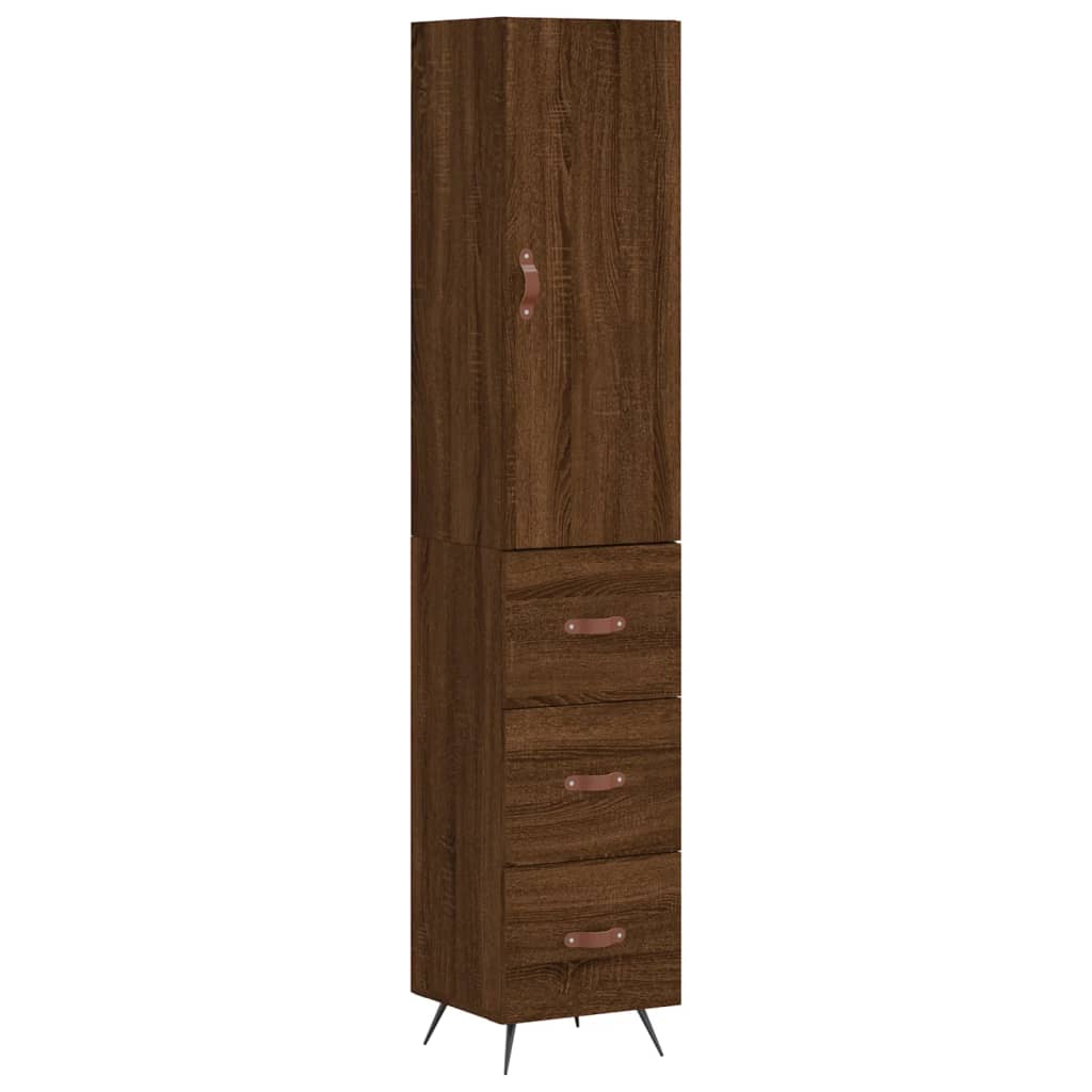 vidaXL Aparador alto madera contrachapada roble marrón 34,5x34x180 cm