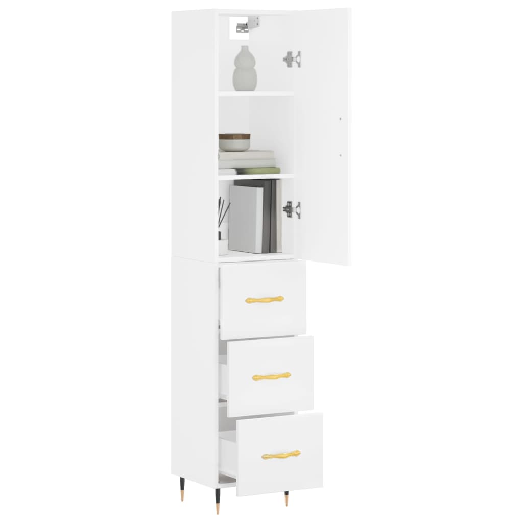 vidaXL Aparador alto madera contrachapada blanco 34,5x34x180 cm