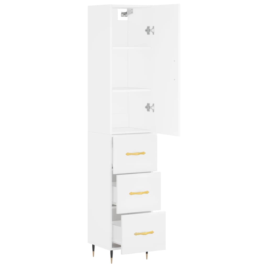 vidaXL Aparador alto madera contrachapada blanco 34,5x34x180 cm