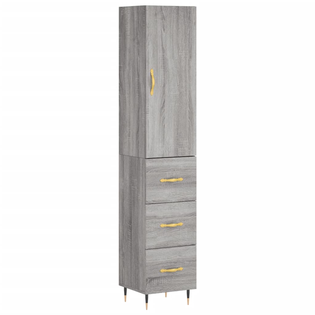 vidaXL Aparador alto madera contrachapada gris Sonoma 34,5x34x180 cm