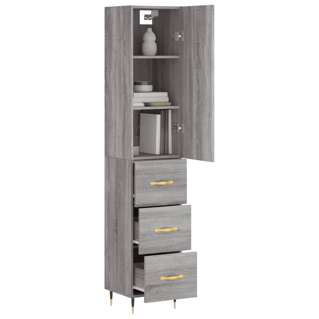 vidaXL Aparador alto madera contrachapada gris Sonoma 34,5x34x180 cm