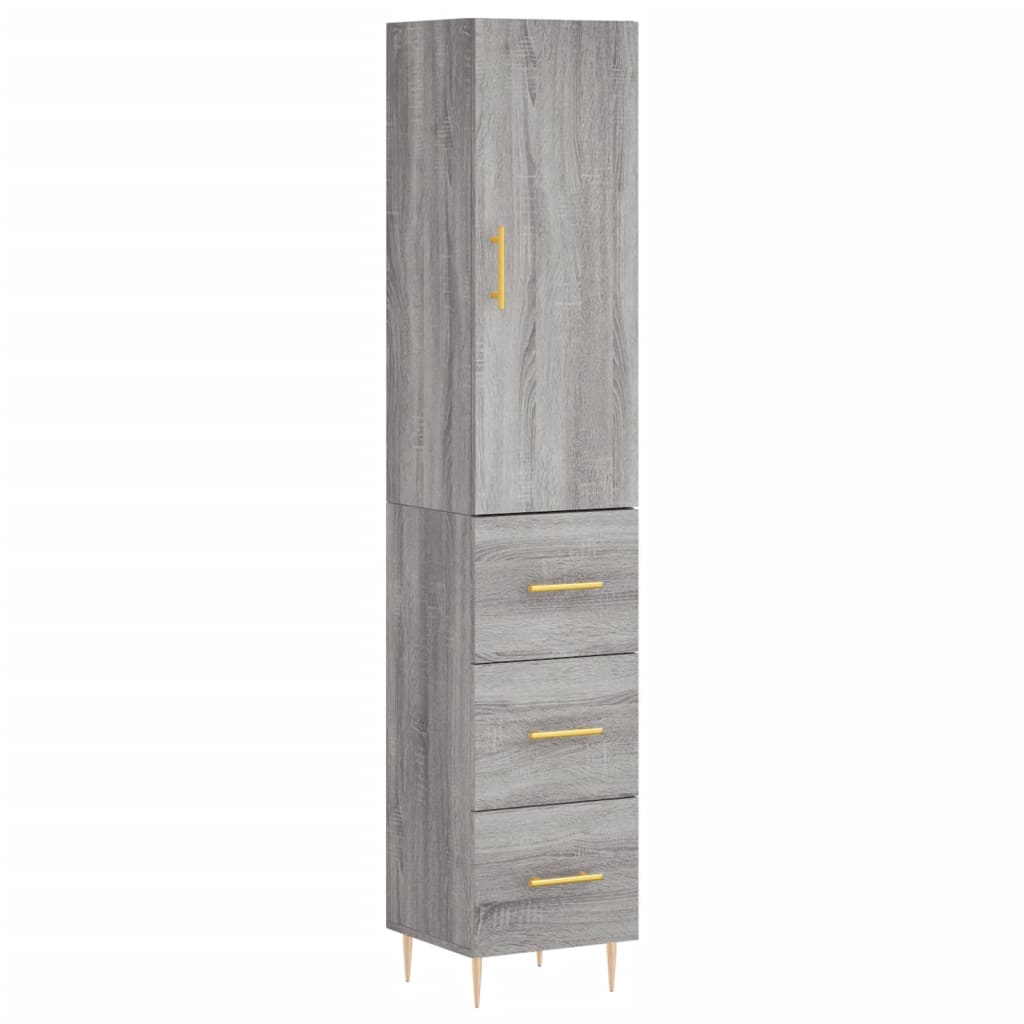 vidaXL Aparador alto madera contrachapada gris Sonoma 34,5x34x180 cm