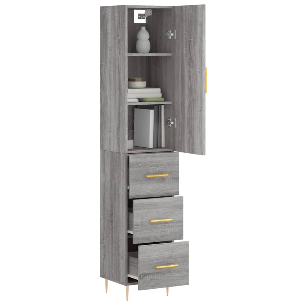 vidaXL Aparador alto madera contrachapada gris Sonoma 34,5x34x180 cm