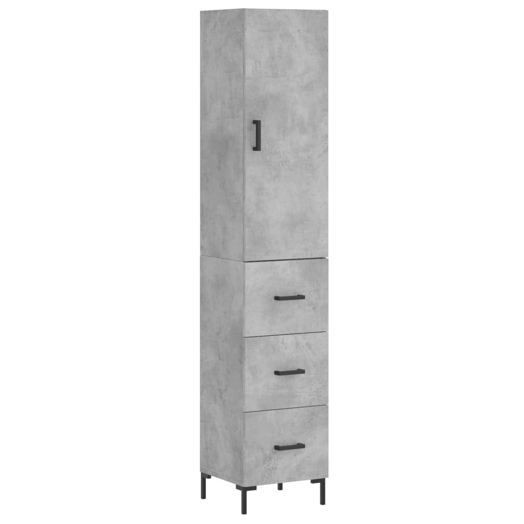 vidaXL Aparador de madera contrachapada gris hormigón 34,5x34x180 cm