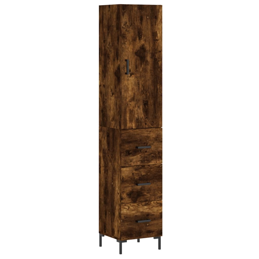 vidaXL Aparador de madera contrachapada roble ahumado 34,5x34x180 cm