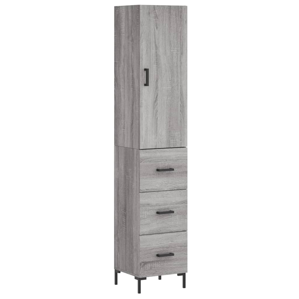 vidaXL Aparador alto madera contrachapada gris Sonoma 34,5x34x180 cm