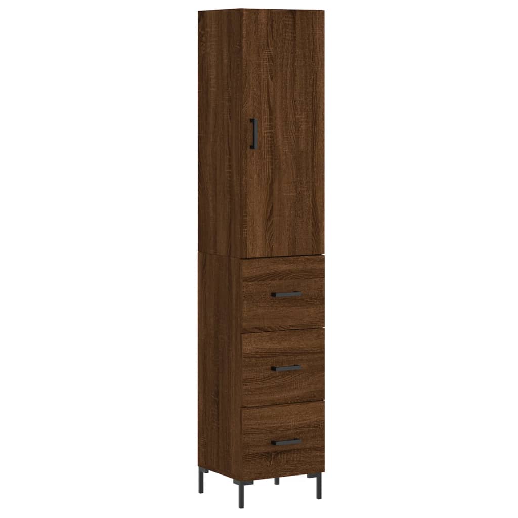 vidaXL Aparador alto madera contrachapada roble marrón 34,5x34x180 cm