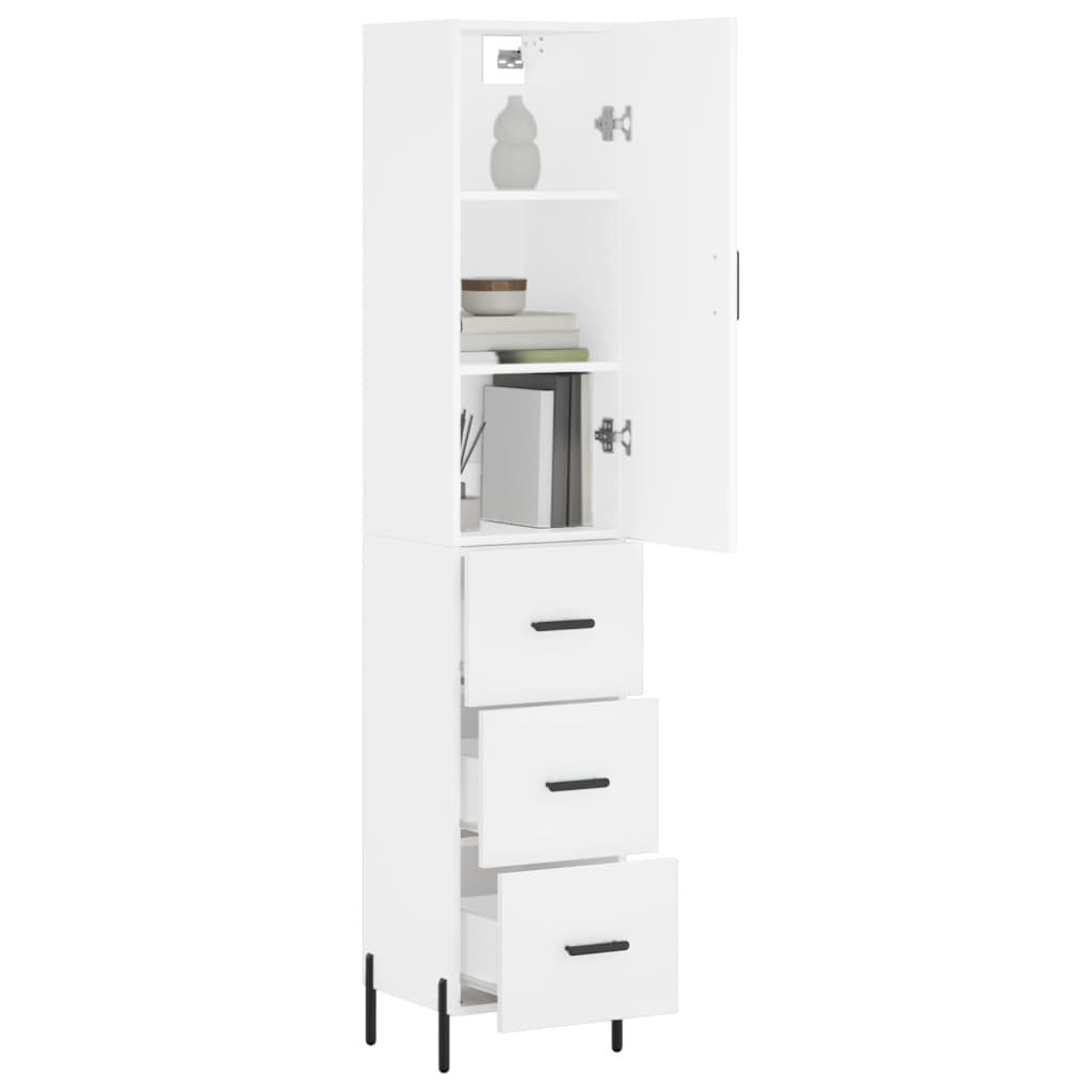 vidaXL Aparador alto madera contrachapada blanco 34,5x34x180 cm