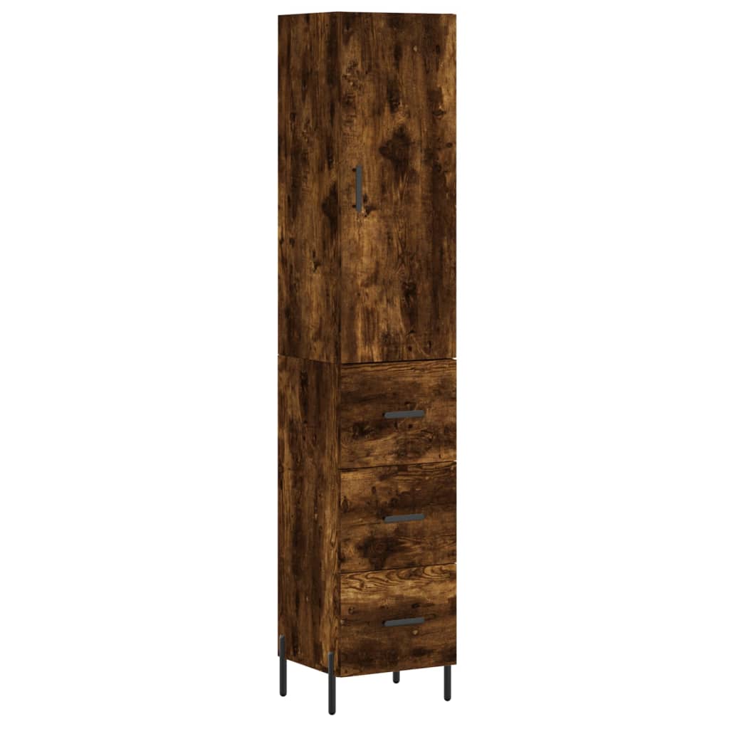 vidaXL Aparador de madera contrachapada roble ahumado 34,5x34x180 cm