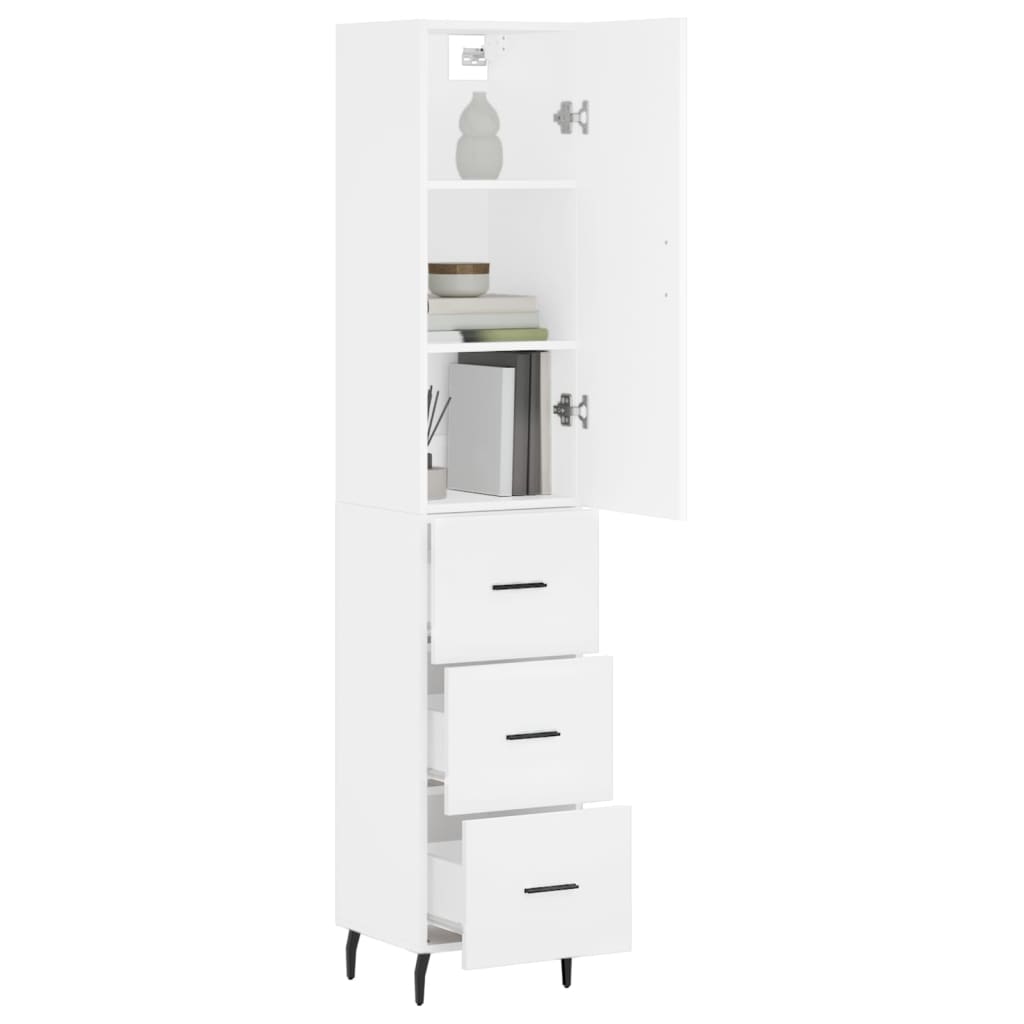 vidaXL Aparador alto madera contrachapada blanco 34,5x34x180 cm