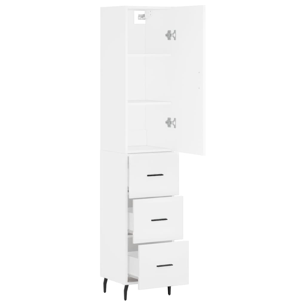 vidaXL Aparador alto madera contrachapada blanco 34,5x34x180 cm