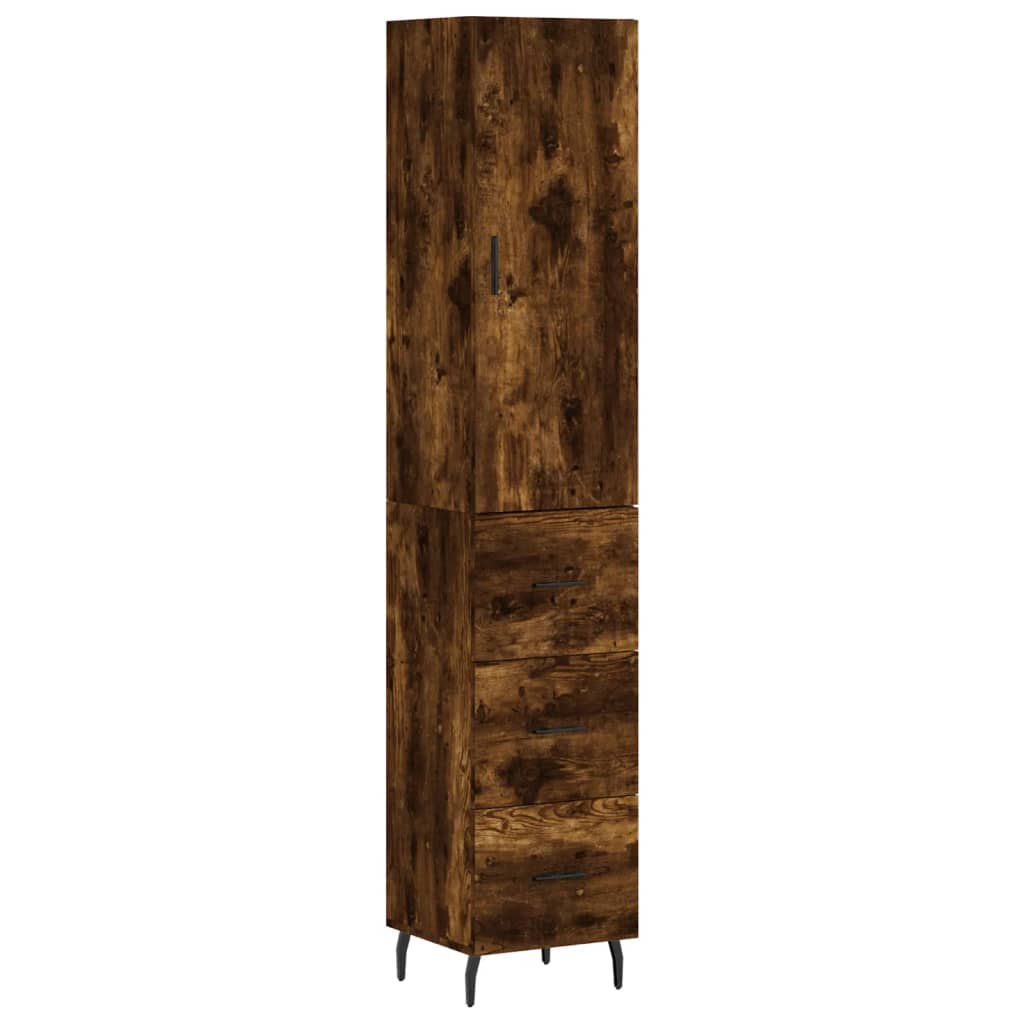 vidaXL Aparador de madera contrachapada roble ahumado 34,5x34x180 cm