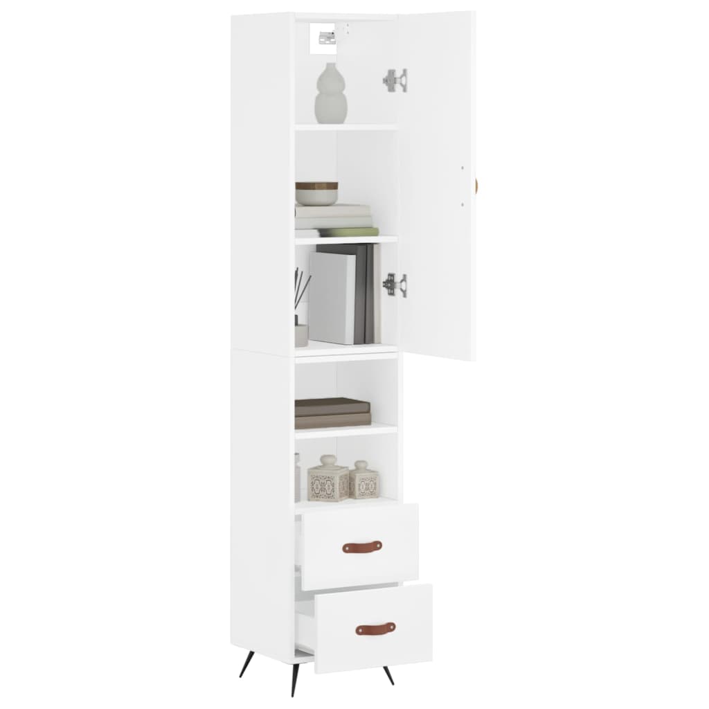 vidaXL Aparador alto madera contrachapada blanco 34,5x34x180 cm