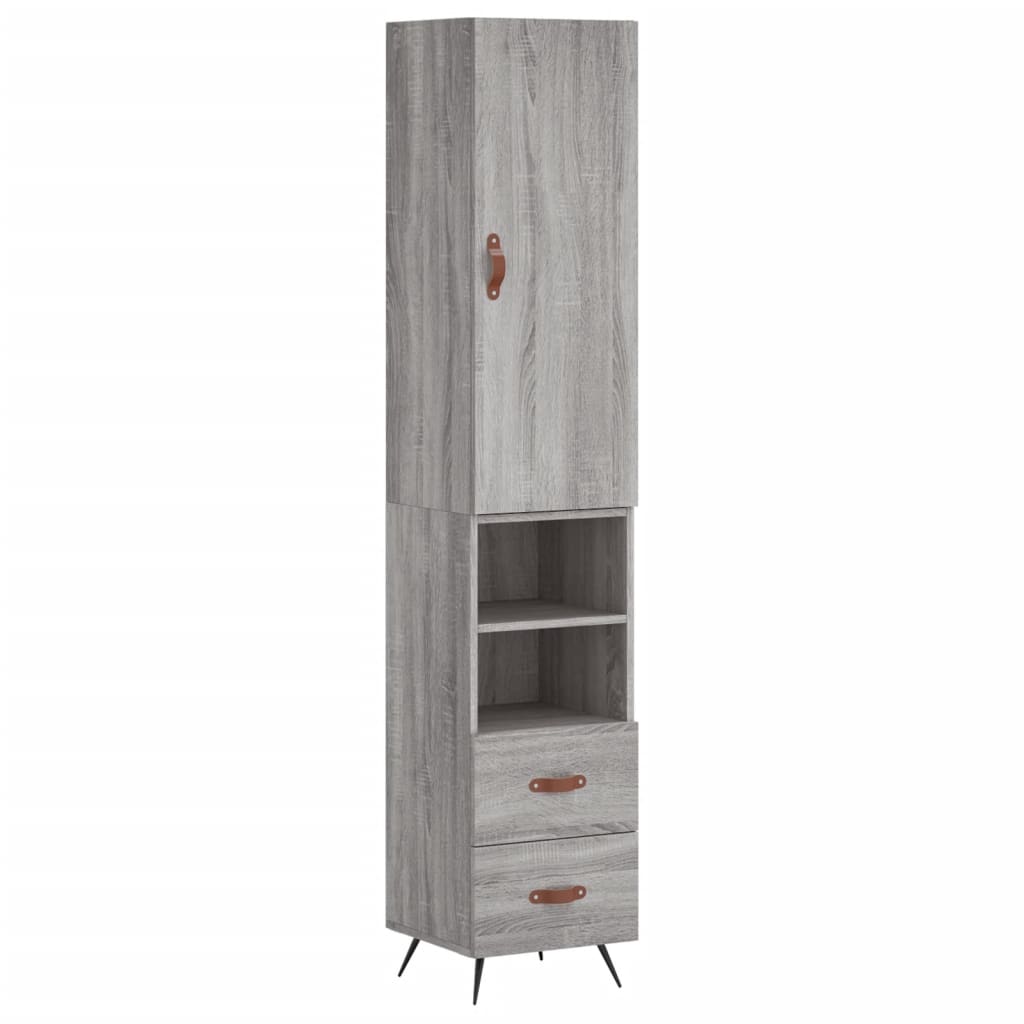 vidaXL Aparador alto madera contrachapada gris Sonoma 34,5x34x180 cm