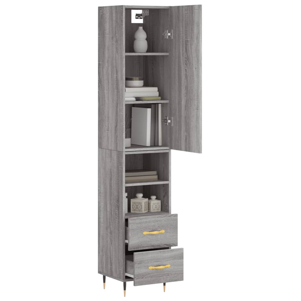 vidaXL Aparador alto madera contrachapada gris Sonoma 34,5x34x180 cm