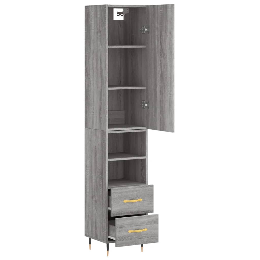 vidaXL Aparador alto madera contrachapada gris Sonoma 34,5x34x180 cm