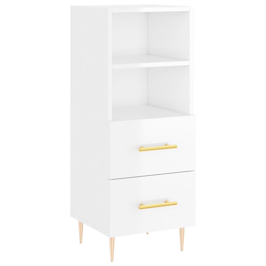 vidaXL Aparador alto madera contrachapada blanco brillo 34,5x34x180 cm