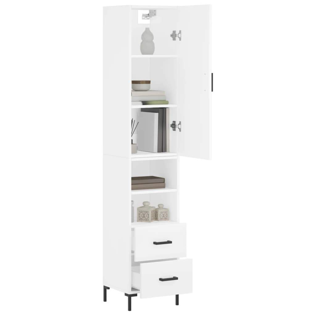 vidaXL Aparador alto madera contrachapada blanco 34,5x34x180 cm