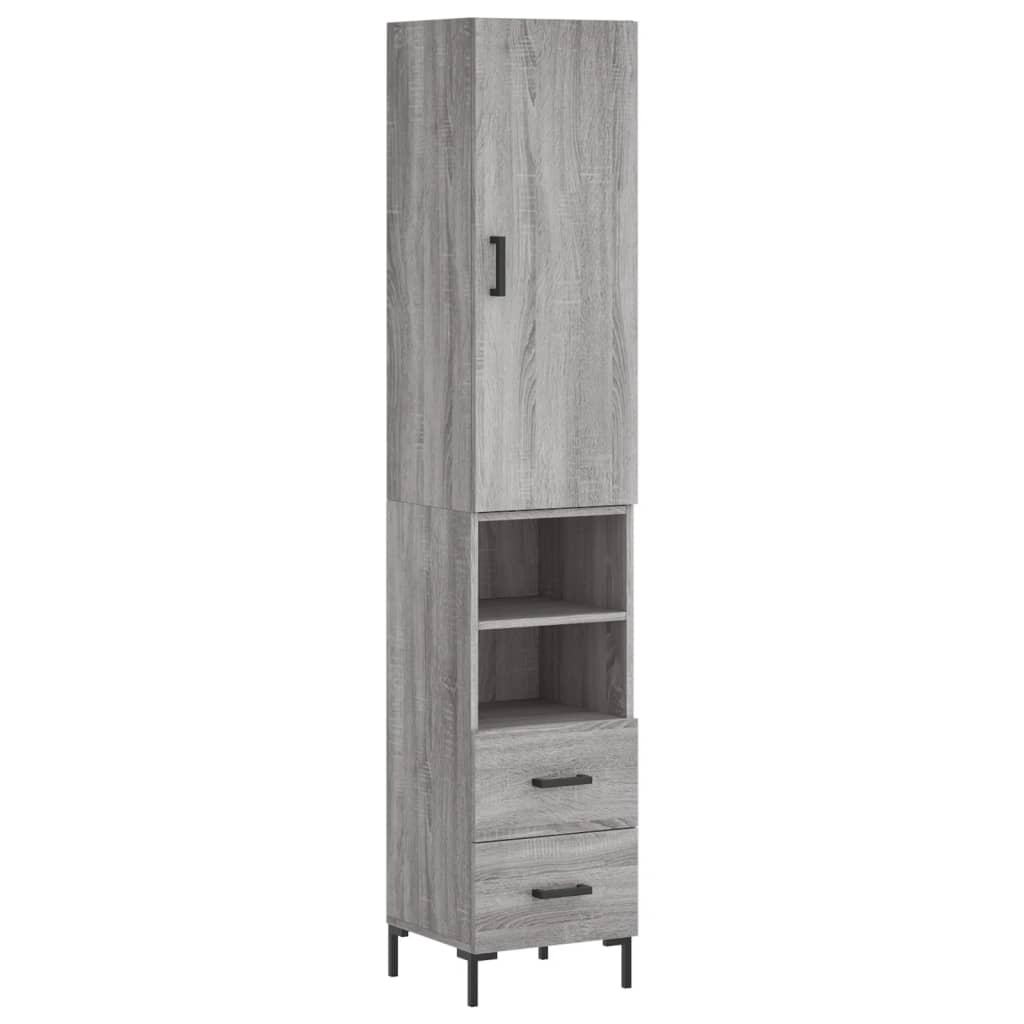 vidaXL Aparador alto madera contrachapada gris Sonoma 34,5x34x180 cm