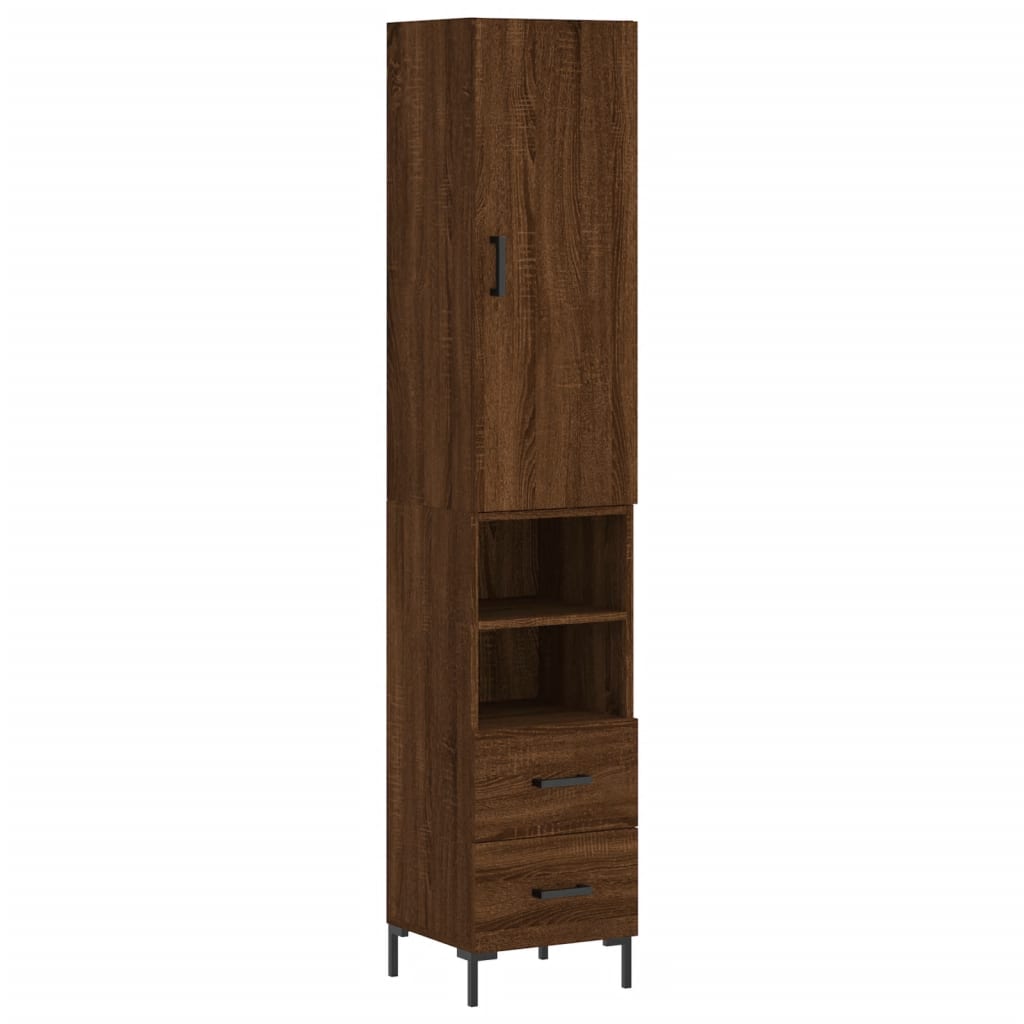 vidaXL Aparador alto madera contrachapada roble marrón 34,5x34x180 cm