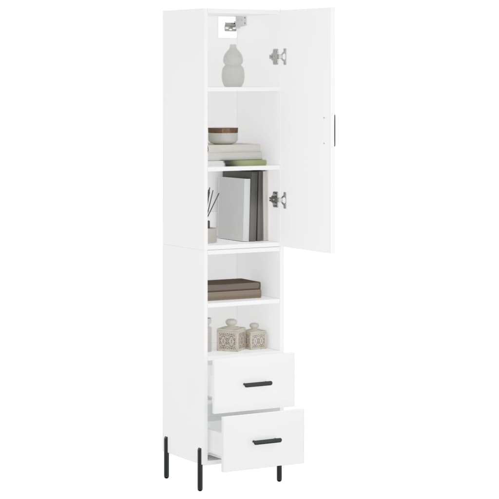 vidaXL Aparador alto madera contrachapada blanco 34,5x34x180 cm