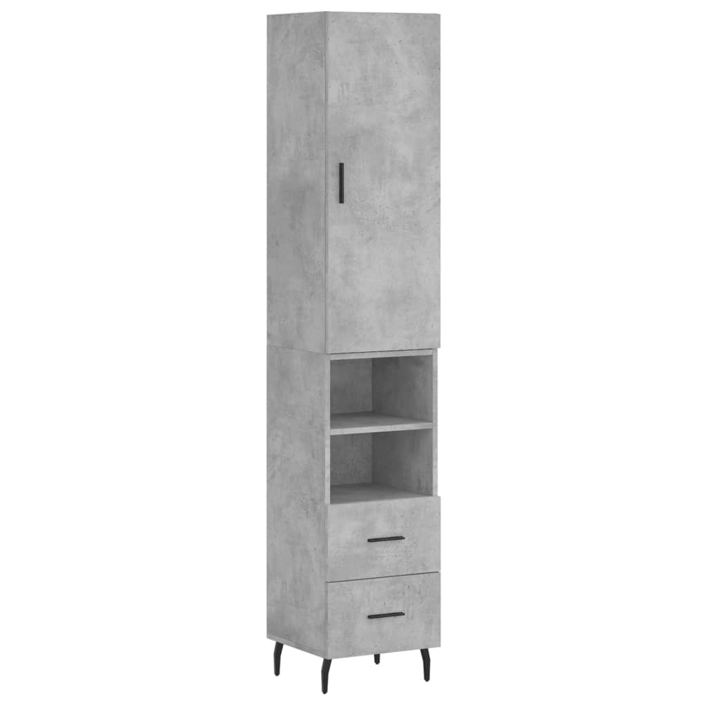 vidaXL Aparador de madera contrachapada gris hormigón 34,5x34x180 cm