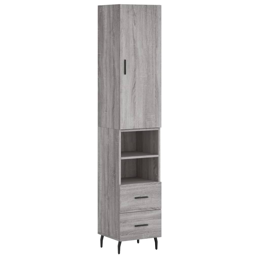 vidaXL Aparador alto madera contrachapada gris Sonoma 34,5x34x180 cm