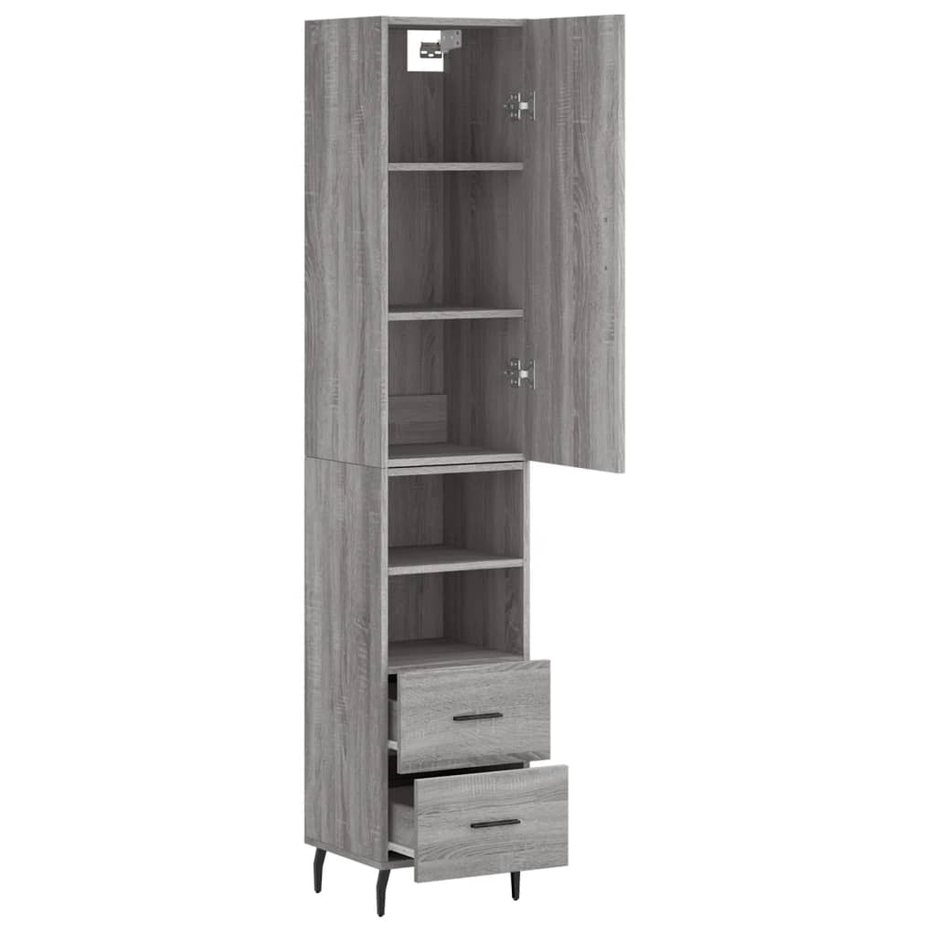 vidaXL Aparador alto madera contrachapada gris Sonoma 34,5x34x180 cm