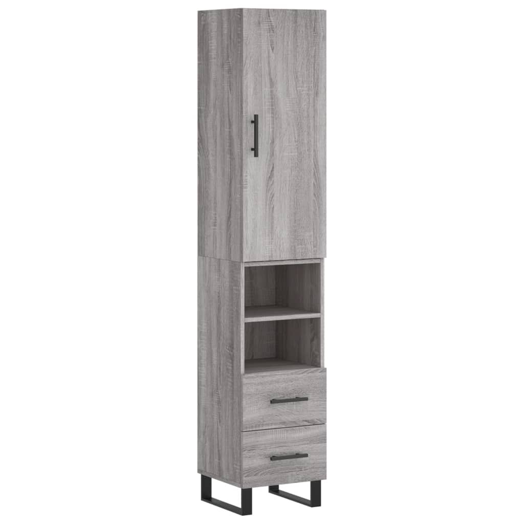 vidaXL Aparador alto madera contrachapada gris Sonoma 34,5x34x180 cm