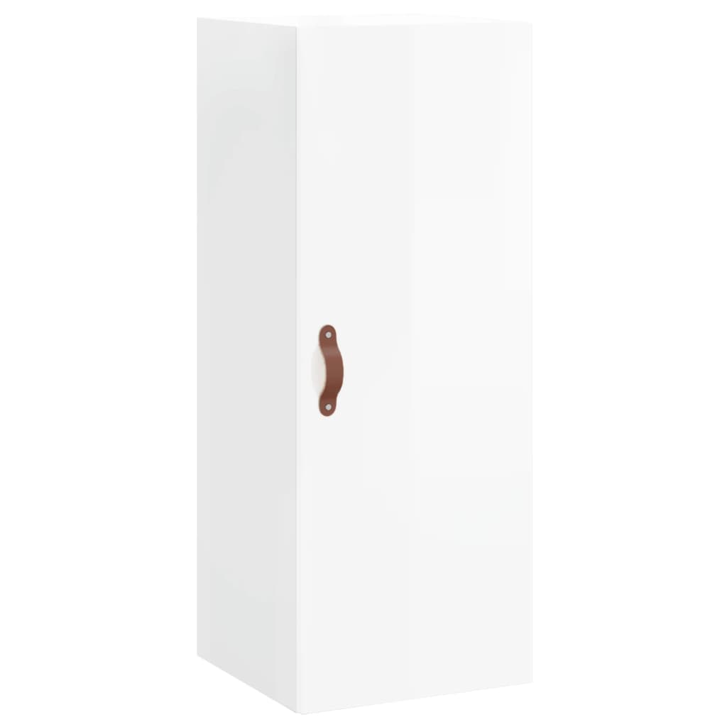 vidaXL Aparador alto madera contrachapada blanco brillo 34,5x34x180 cm