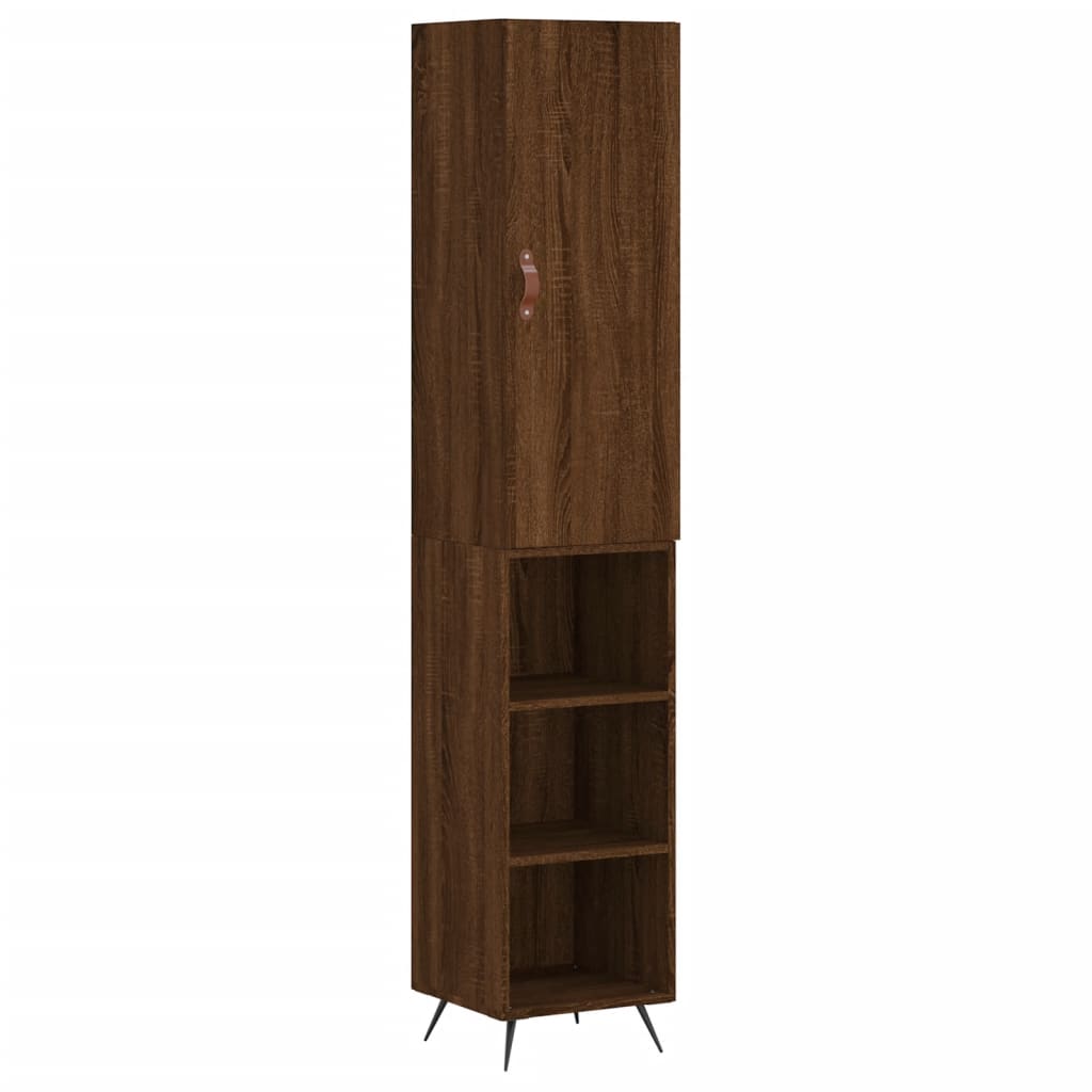 vidaXL Aparador alto madera contrachapada roble marrón 34,5x34x180 cm