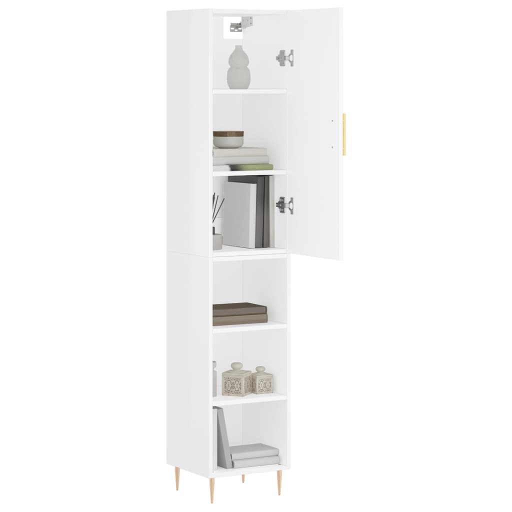 vidaXL Aparador alto madera contrachapada blanco 34,5x34x180 cm