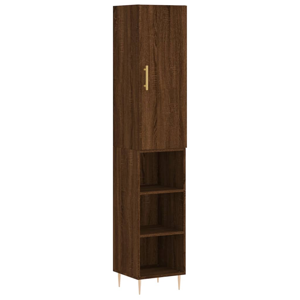 vidaXL Aparador alto madera contrachapada roble marrón 34,5x34x180 cm