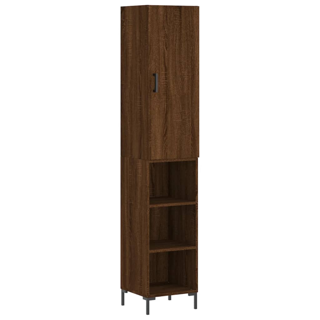 vidaXL Aparador alto madera contrachapada roble marrón 34,5x34x180 cm