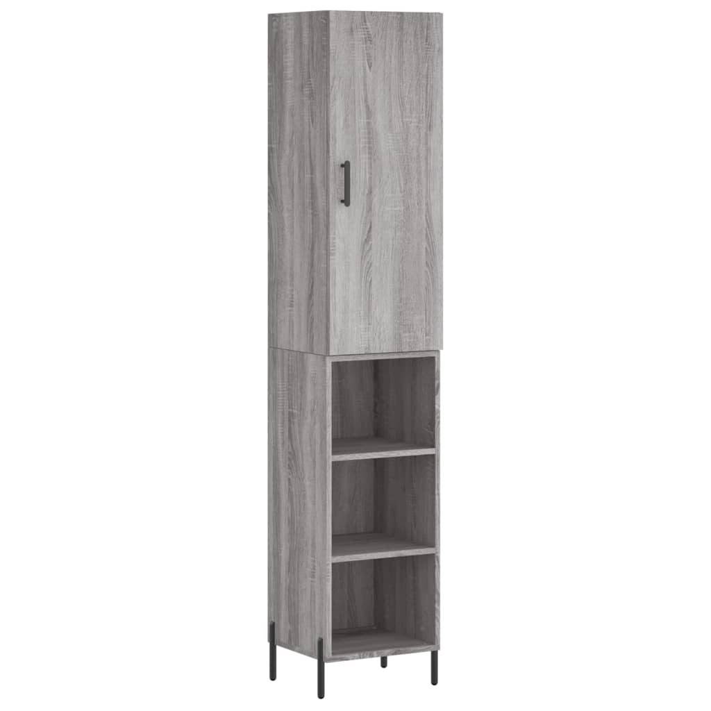 vidaXL Aparador alto madera contrachapada gris Sonoma 34,5x34x180 cm