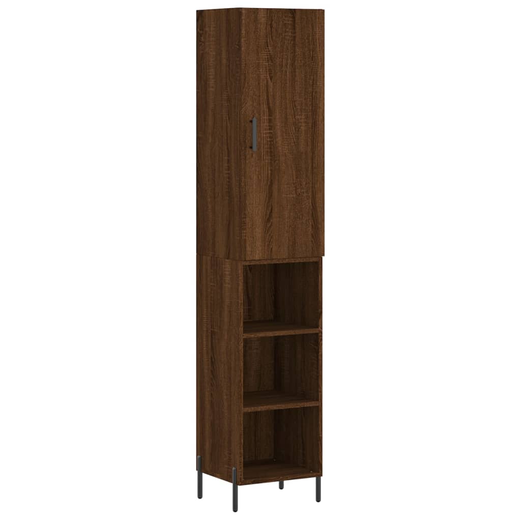 vidaXL Aparador alto madera contrachapada roble marrón 34,5x34x180 cm