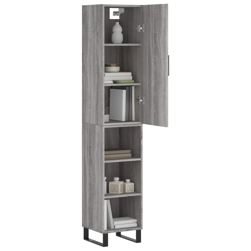 vidaXL Aparador alto madera contrachapada gris Sonoma 34,5x34x180 cm