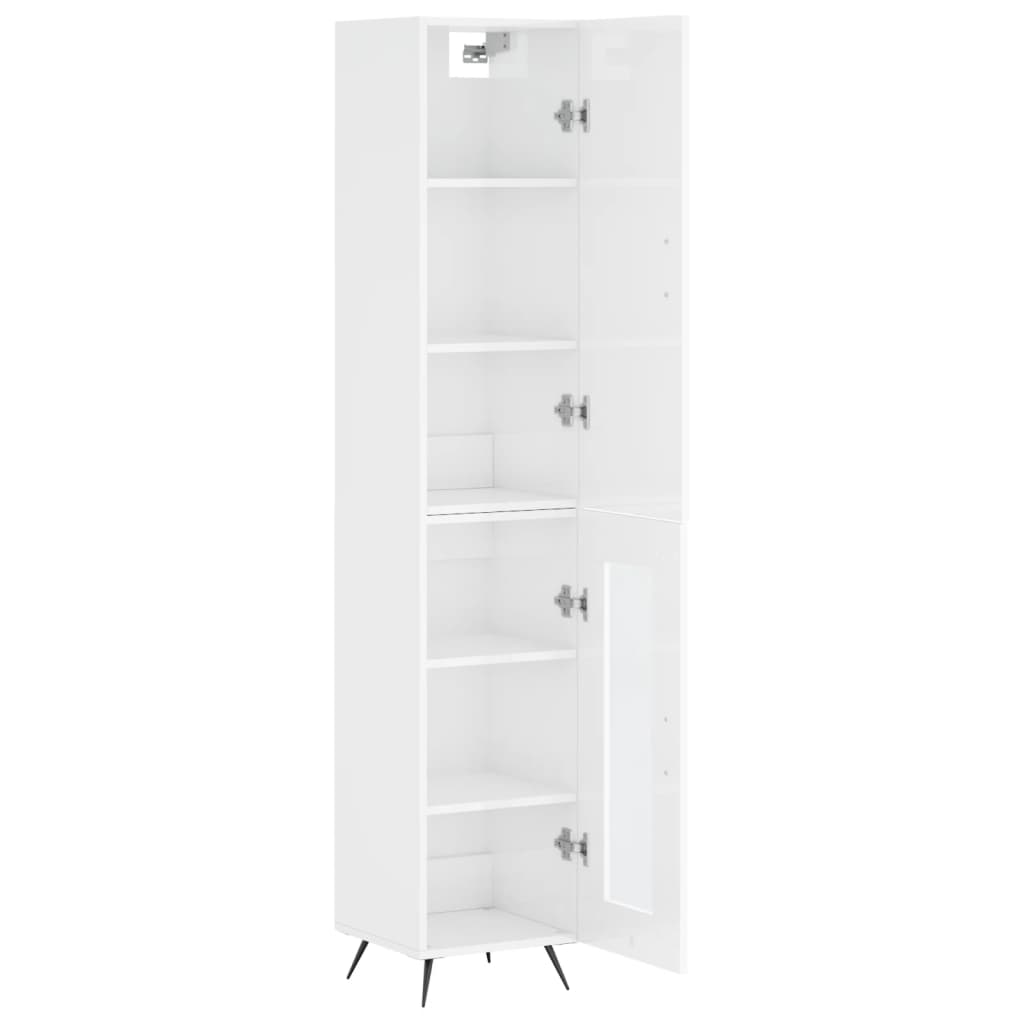 vidaXL Aparador alto madera contrachapada blanco brillo 34,5x34x180 cm