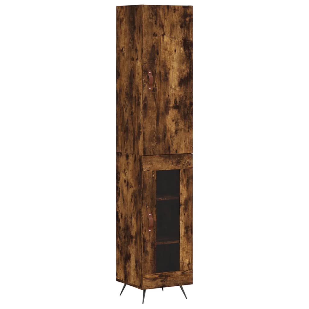 vidaXL Aparador de madera contrachapada roble ahumado 34,5x34x180 cm