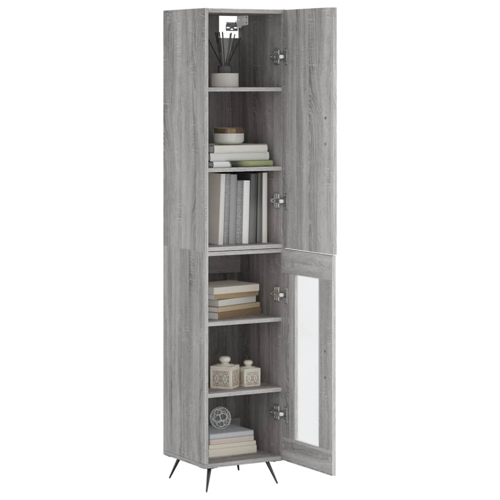 vidaXL Aparador alto madera contrachapada gris Sonoma 34,5x34x180 cm