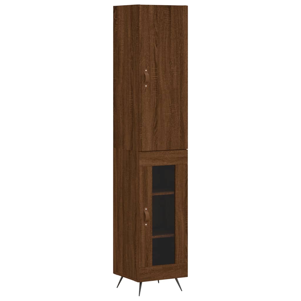 vidaXL Aparador alto madera contrachapada roble marrón 34,5x34x180 cm