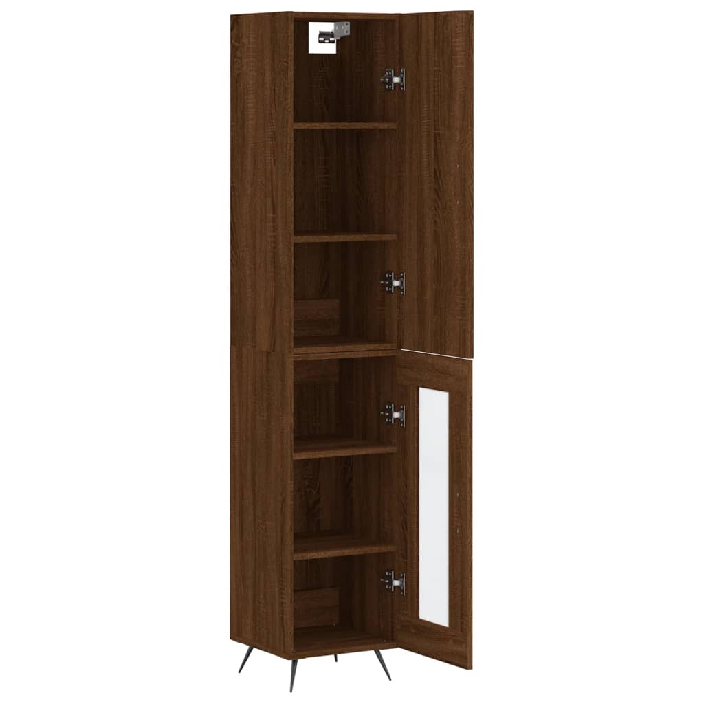 vidaXL Aparador alto madera contrachapada roble marrón 34,5x34x180 cm