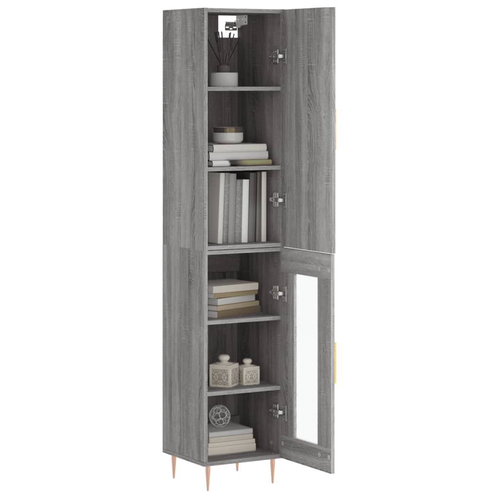 vidaXL Aparador alto madera contrachapada gris Sonoma 34,5x34x180 cm