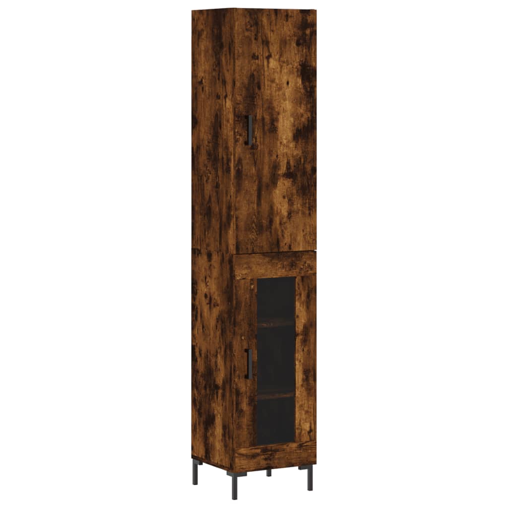 vidaXL Aparador de madera contrachapada roble ahumado 34,5x34x180 cm