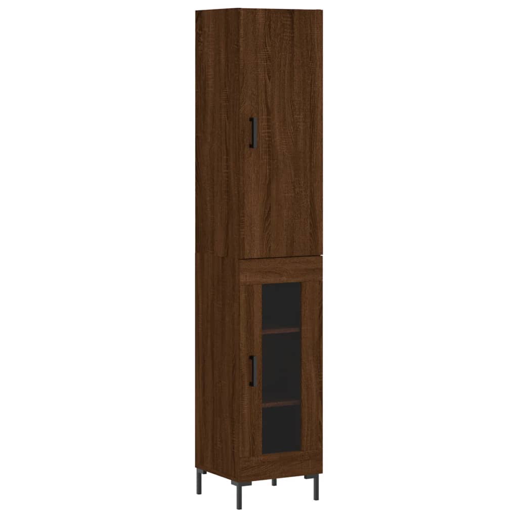 vidaXL Aparador alto madera contrachapada roble marrón 34,5x34x180 cm