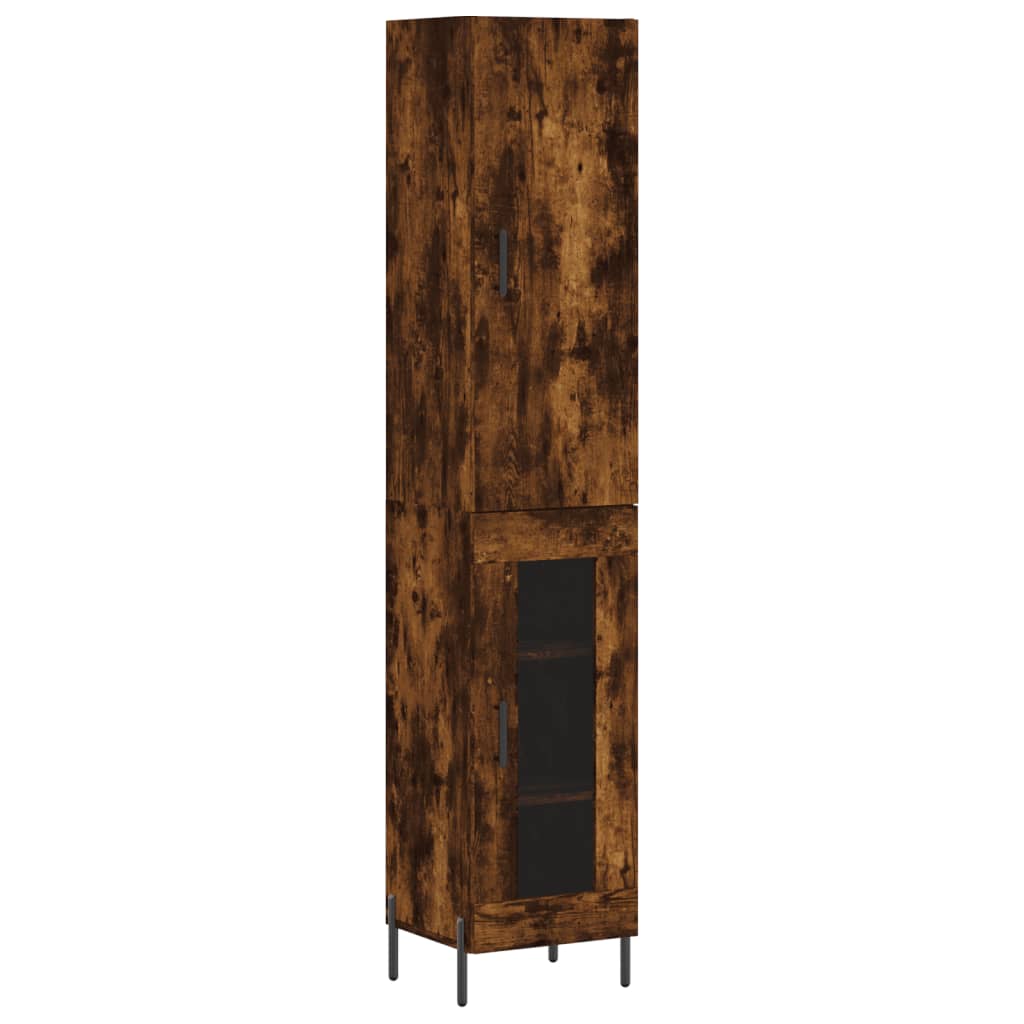 vidaXL Aparador de madera contrachapada roble ahumado 34,5x34x180 cm