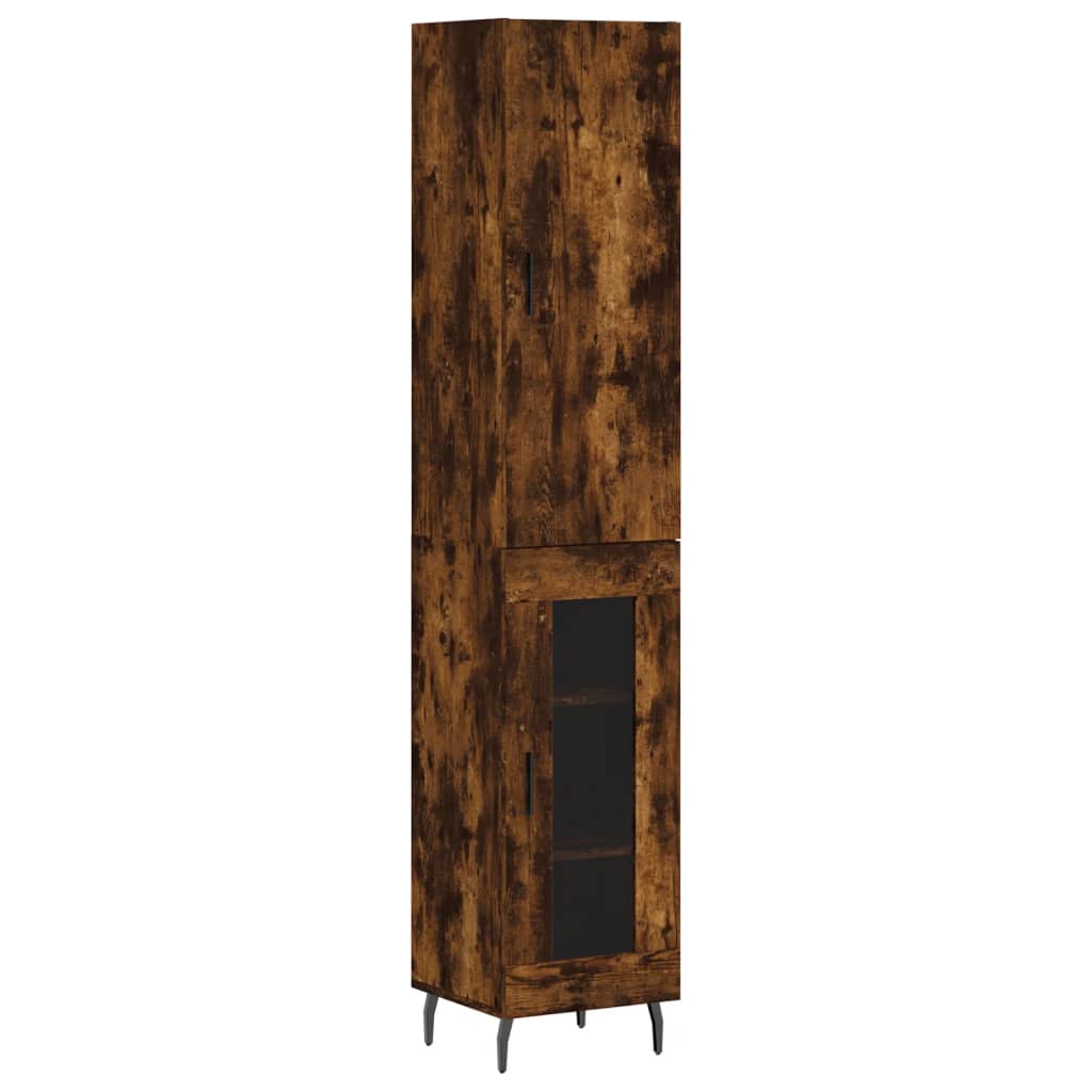 vidaXL Aparador de madera contrachapada roble ahumado 34,5x34x180 cm