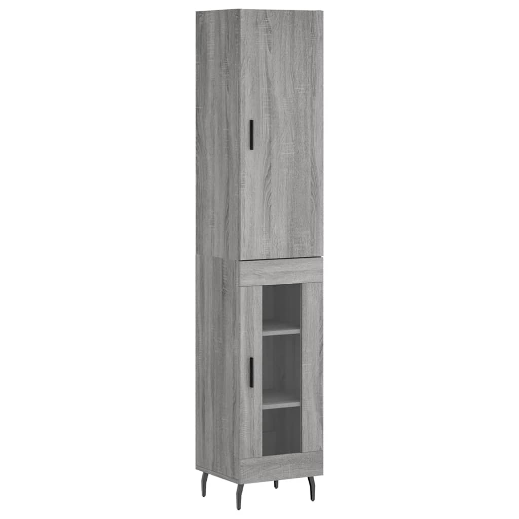 vidaXL Aparador alto madera contrachapada gris Sonoma 34,5x34x180 cm